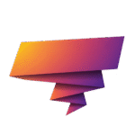 3D gradient ribbon text box banner design PNG with orange and purple color for modern sale and offer layout