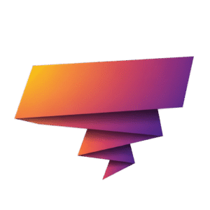 3D gradient ribbon text box banner design PNG with orange and purple color for modern sale and offer layout