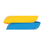 Glossy yellow and blue 3D text box shape banner design PNG with transparent background for offer and headline layout