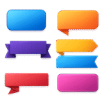 3D Vector Text Box PNG Shapes Colorful Glossy Labels Free Download