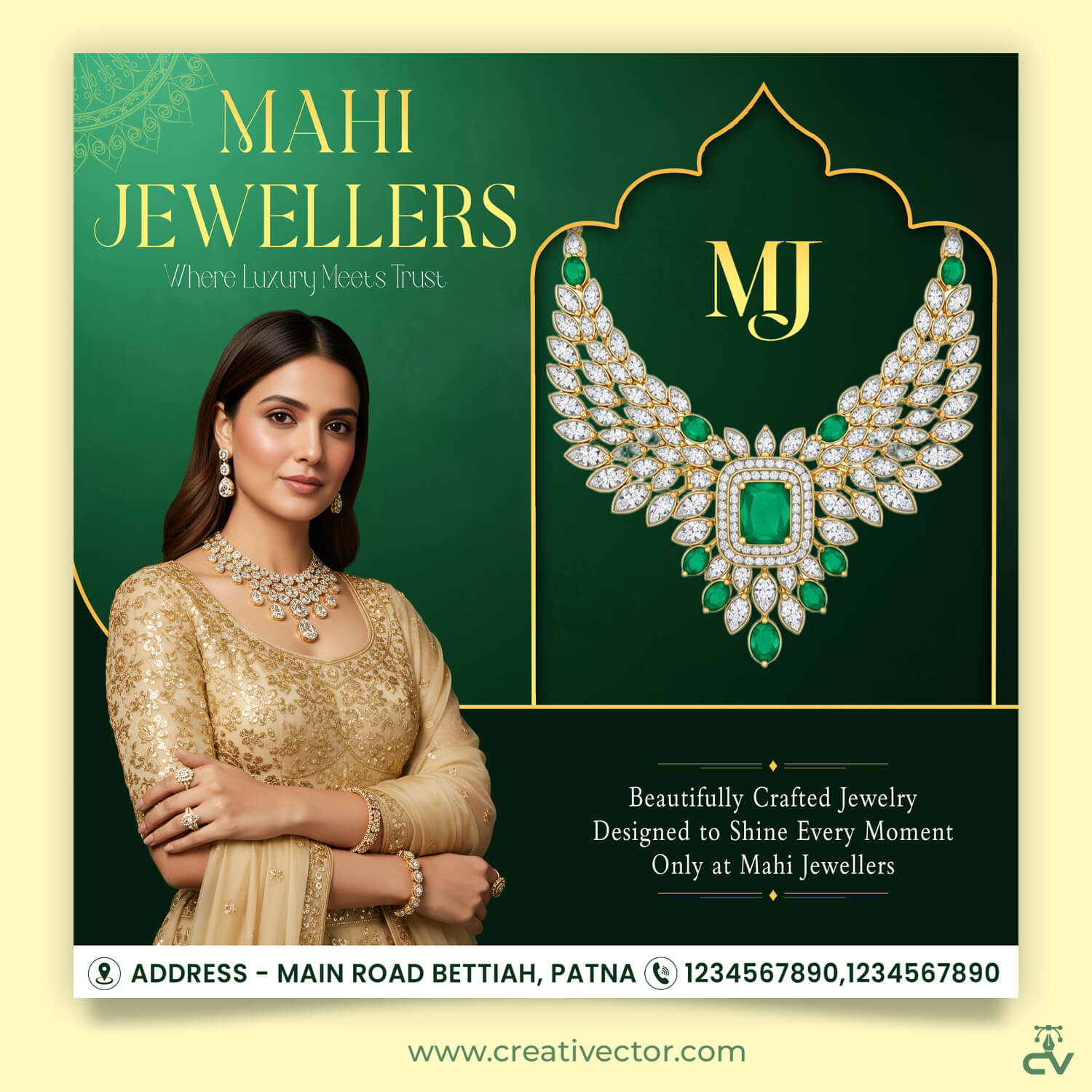 Elegant Jewelry Poster Design PSD | Luxury Necklace Advertising Banner Elegant Jewelry Poster Design PSD | Luxury Necklace Advertising Banner