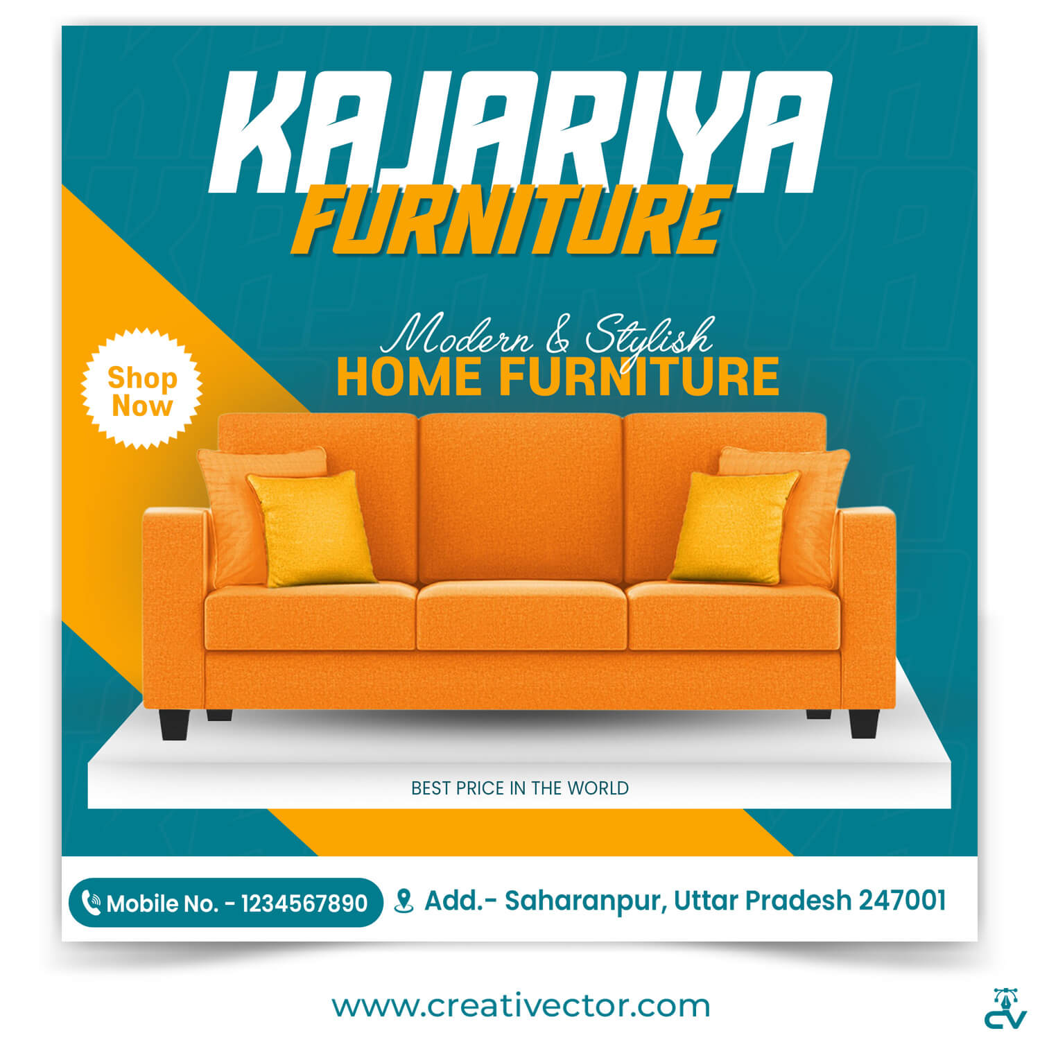 Modern Home Furniture Banner Design PSD Template with Orange Sofa and Stylish Layout for Furniture Shop Promotion Modern Home Furniture Banner Design PSD Template with Orange Sofa and Stylish Layout for Furniture Shop Promotion
