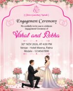 Premium Engagement Ceremony Invitation Card PSD in a soft pink floral theme