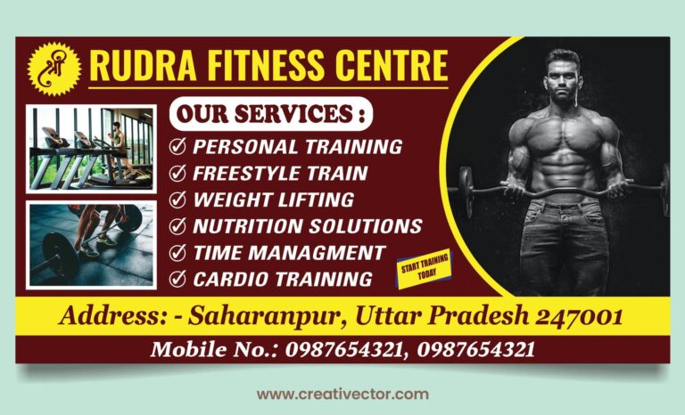Professional PSD banner flex poster design for fitness and gym promotion