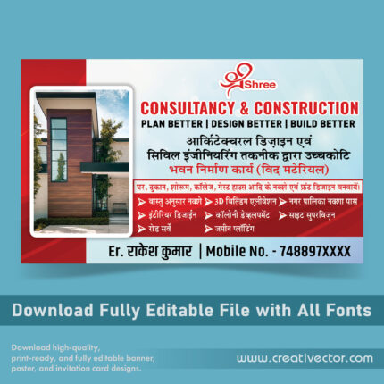 Architect Banner Design, CONSTRUCTION & CONSULTANCY Banner Design, Construction Work Banner
