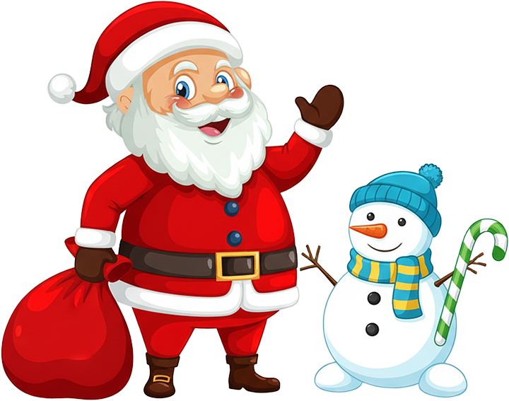 Christmas Santa Claus & Snowman Cartoon PNG Illustration – Download PNG
