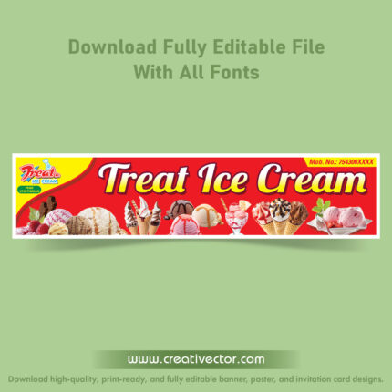 Ice Cream Parlour Board Banner Design, Ice Cream Shop Banner, Treat IceCream