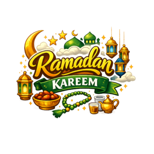 Ramadan Kareem Transparent Background PNG with Lantern, Crescent Moon and Islamic Elements