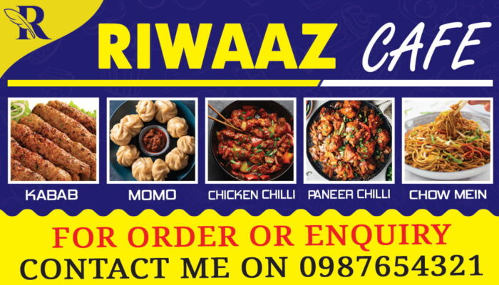 Restaurant and cafe visiting card banner flex poster design with fast food menu