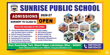 School banner flex design PSD for admission open campaign with campus facilities education institute poster