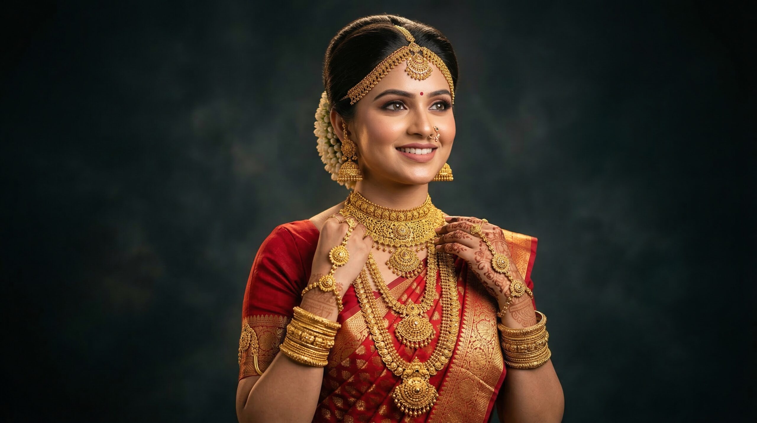 Gold Jewelry Bridal Model Images for Poster Design | Indian Bride Gold Necklace Photo Collection for Banner & Flex