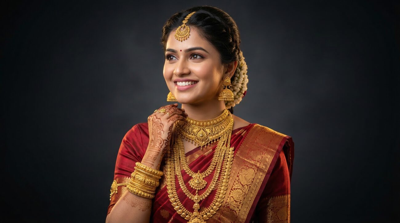 bridal gold jewelry set with bangles and maang tikka image
