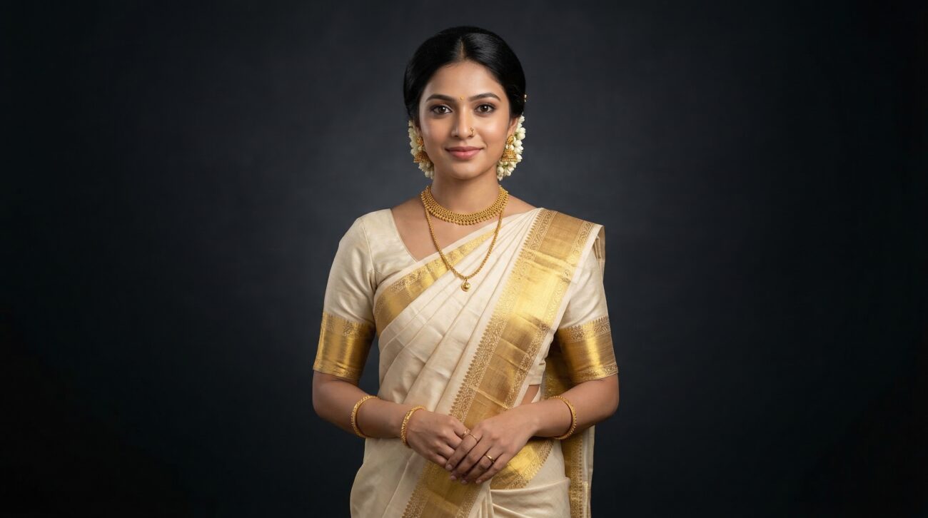 indian bridal model wearing heavy gold necklace set photo