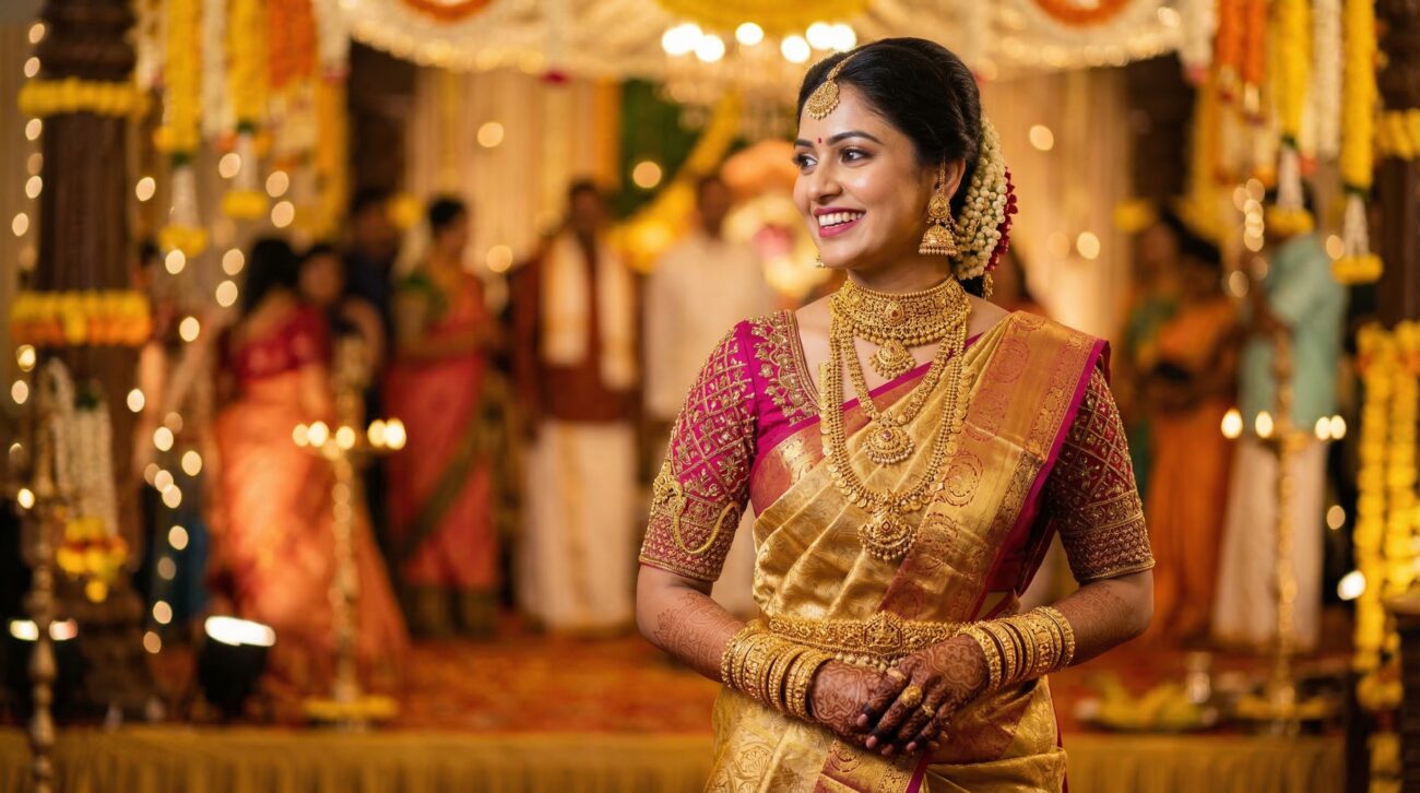 indian bride gold jewelry flex banner design model image