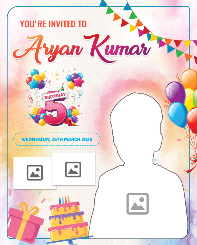 kids birthday celebration invitation card template