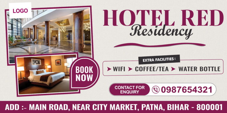 Hotel Banner PSD Template Luxury Hotel Advertisement Design Booking Flex Banner Hospitality Promotion Layout