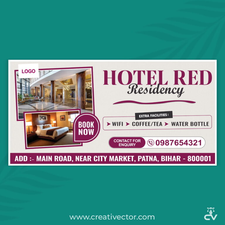 Hotel Banner PSD Template | Luxury Hotel Advertisement Design | Hotel Booking Flex Banner
